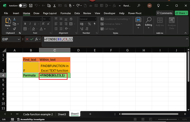 FINDB Function