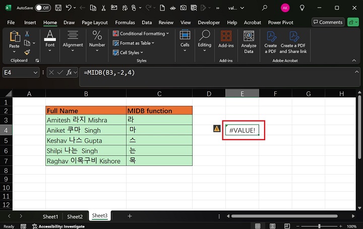 MIDB Function in Excel 4