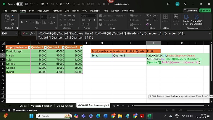 Nested XLOOKUP in EXCEL 1