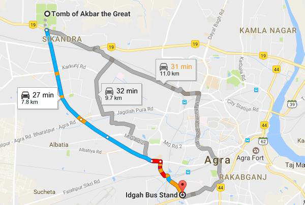 Akbar's Tomb By Road