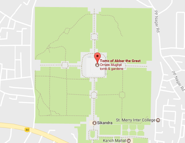 Akbar's Tomb Map