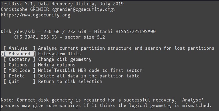 partition type partition type