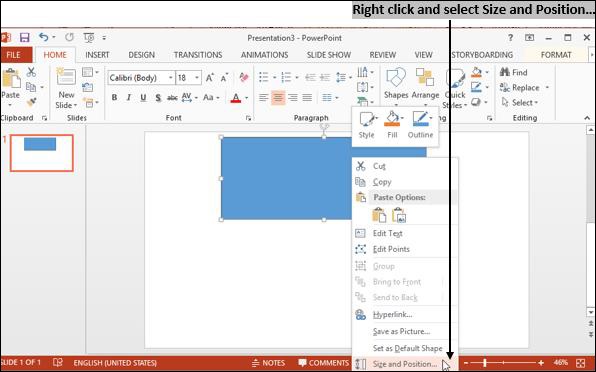 Select Size Position