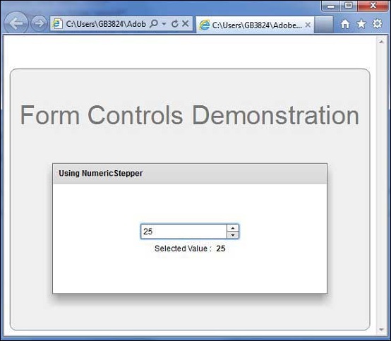 Flex NumericStepper Control