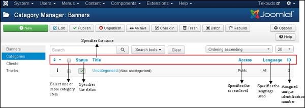 joomla Component Menu