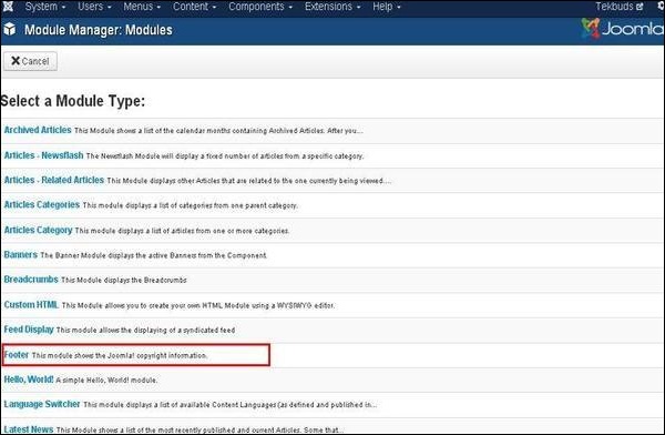 Joomla Footer Module