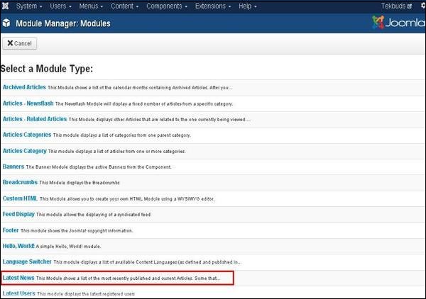 Joomla Latest News Module