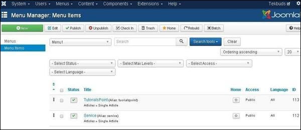 joomla Creating Submenus