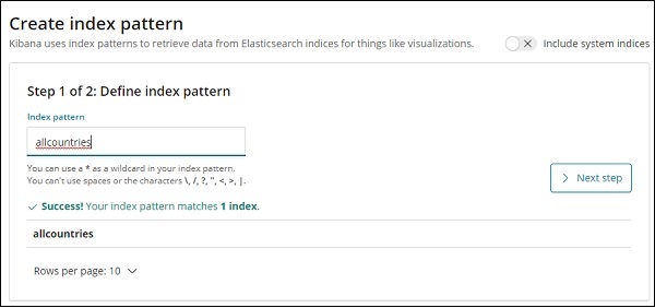 Kibana Management tab