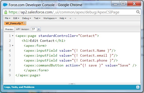 visulaforce forms code 1