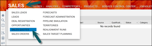 Sales work center and Sales Quotes