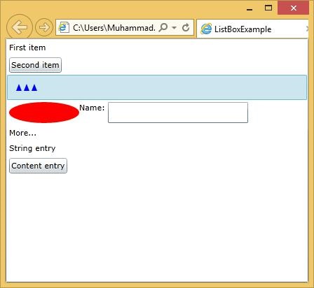 Add UI Element in ListBox