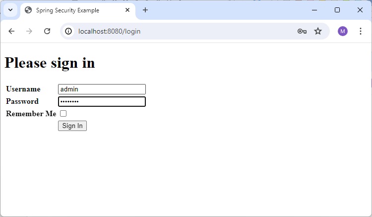 Login Form with Admin credential