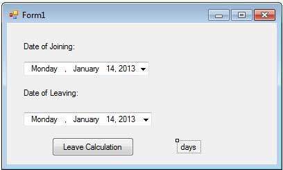 DateTimePicker Example Form
